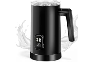‎BURNNOVE BURNNOVE 4 in 1 Milchaufschäumer Elektrisch 600 W Automatischer Milchschäumer 350 ml Edelstahl-Milchaufschäumer mit Antihaftbeschichtung für heißen/kalten Milchschaum, heiße Schokolade, Latte