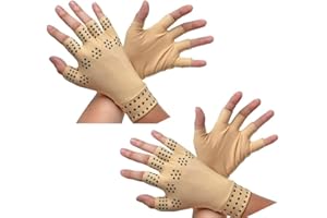 RZJZGZ 2 Pack Arthritis Gloves Compression Gloves Fingerless Gloves Magnetic Arthritis Fingerless Gloves Relief Hand Pain Relief Joints (Nude)