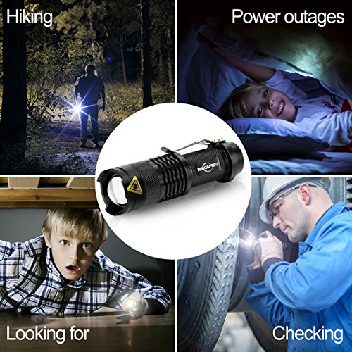 5 Stück Mini Cree Q5 Led Taschenlampe Torch 300 Lumen 3 Modi (Licht – Low-Light – Strobe) einstellbarer Fokus zoombare Led - 7