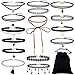 Produktbild Mypace Anhänger Gold Silber 925 Für Damen 15Pieces Choker Halskette Set Stretch Velvet Classic Gothic Tattoo Lace Choker