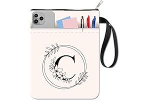 craspire Lettre C Housse de Livre Fleur Couverture de Livre Protecteur de Livre Blanc pour Livres Brochés Tissu Lavable Couverture de Livre en Tissu avec Fermeture Éclair et Poche Supplémentaire