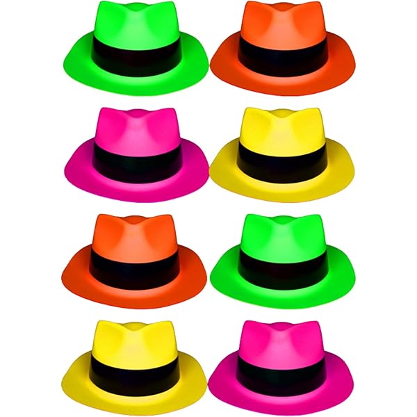 Set Di 12 Cappelli Fluorescenti Per Feste - 4 Colori Neon Per Luce Nera E Effetto UV - Foto 6