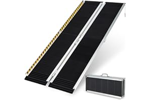 COSTWAY 3FT/4FT/5FT/6FT Wheelchair Ramp, Folding Portable Aluminum Ramp with Transition Plate and Reflective Warning Stickers, Non-Slip Threshold Ramp for Home, Steps & Stairs, 272kg Capacity (6FT)