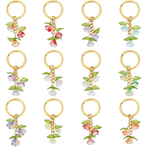 PH PandaHall 12 pcs Porte-clés en 316 Acier Inoxydable Pendentif de Attrape-Rêves Dreamcatcher avec Pierre Précieuse de Puce et Naturelle Pendentifs de Style Tibétain, 190mm