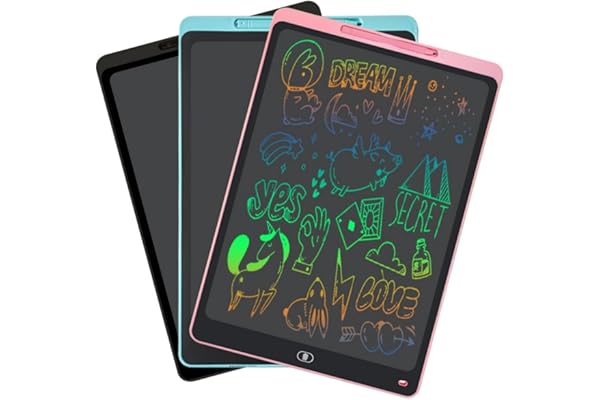 EMEBAY 20 Pouces Tableau d'écriture LCD Coloré Tablette Graphique de Dessin Effaçable, Planche à Dessin Ardoises numériques Tableau Portable de Dessin Jouet Educatif pour Enfants Adultes (Noir)