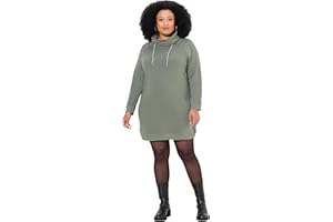 Ulla Popken Damen Sweatkleid, Stehkragen, Langarm, Taschen Kleid