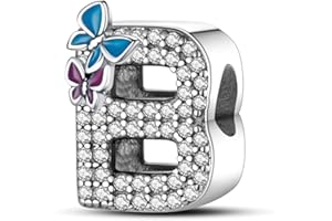 XWN 925 Sterling Silver Letter A-Z Charm Beads, compatible with Pandora bracelets, dangle pendant charms, suitable for necklaces and bracelets, ideal jewelry gifts for women.ZM1