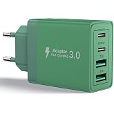 Aioneus USB C Charger 40W 4 Ports, iPhone Charger Fast Charging PD 3.0 Multiple Chargers with Type-C and USB-A, USB C Plug fo
