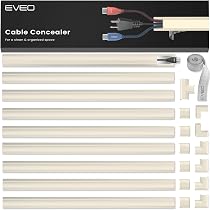 EVEO 306-Inch Cable Cord Cover Raceway - Wall Wire Hider For TV, Home Office, Black, 18 Pieces - View #12