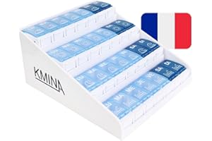 KMINA Pilulier Semaine 7 Jours, Matin Midi Soir Nuit, Français, Grande Capacité, Brevetée