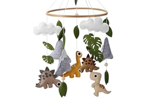 FYBR Dinosaur Felt Baby Mobile Hand Made Jurassic Nursery Hanging Decor Dino Baby Mobile Neutral