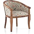 HM ART CREATIONS Solid Wood Chair Wooden Single Seater Sofa Chair for Living Room, Bedroom, Outdoor & Indoor - Teak & Calico Floral
