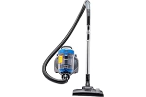 Amazon Basics Potente aspirador de cilindro sin bolsa, para suelos duros y alfombras, filtro HEPA, compacto y ligero, 700 W, 2.0 L (UE), Negro/Azul