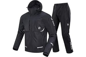 IRON JIA'S Motorrad regenkombi 2 teilig 10.000 mm Wasserdichtigkeit regenbekleidung herren Atmungsaktiv Winddicht Reflektierender mit Kapuze