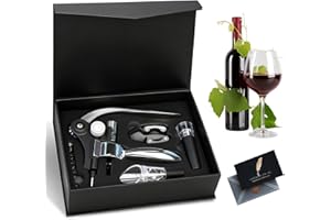 ZUSUZU Cavatappi,Set Apribottiglie,Set 5 Accessori per Vino da Sommelier,Apribottiglie Manuale,Scatola di Accessori per Il Vino Set Regalo,Set di cavatappi per gli amanti del vino