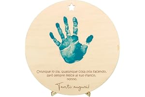 nagu® Regalo nonno. Ricordo in legno dell'impronta mani e piedi neonati, regalo festa del papà o il compleanno. Regalo per il neo nonno. Festa del papa idee regalo, nonno.