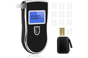 Aranknew Etilometro Portatile, Professionale Alcol Test con Display LCD Digitale, Memoria e Funzione di Avviso per Uso Domestico o in Festa con 20 Bocchini