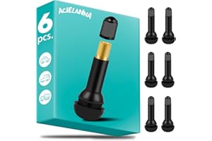 ACIELANNA 6 Pezzi Valvole in Gomma Snap-in TR414, Valvole Tubeless, Nero Valvola in Gomma per Cerchioni, Valvola per Pneumatici per Auto, Moto, Fuoristrada, Biciclette, Scooter