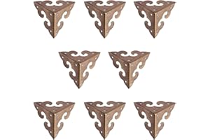 Tiazza 8Pcs Miniature Vintage Pure Brass Hollow Cloud Pattern Corner Protectors Antique Hardware Decoration Wooden Jewelry Gift Box Cabinet Three Sides Full Encase Corner Guard