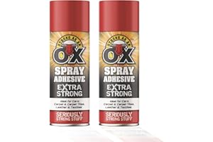 HITLINEUK 2 x 500ml Heavy Duty Spray Glue for Card, Carpet Tiles, Leather, and Textiles – Multi-Purpose Industrial Strength Adhesive OX Spray Extra Strong