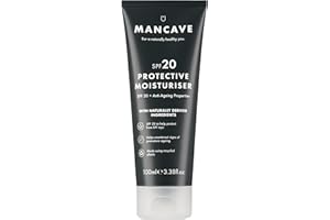 ManCave Crema Hidratante Facial Antiedad con FPS 20, 100 ml – Crema Facial de Hombre con Rosa Mosqueta y Vitamina E – Crema de Cara Hombre Previene el Envejecimiento – Formulación Natural, Vegana