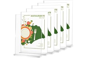 LALAGO 6 pezzi Display da tavolo A4, supporto per cartolina porta menu in acrilico, supporto per cartolina menu A5 Display promozionale per ristorante, bar, negozio, hotel