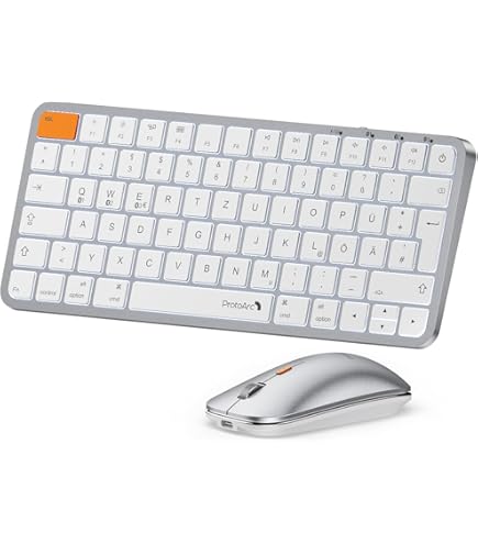 Rapoo Toetsenbord, draadloos, multifunctioneel, oplaadbaar, 9600 m (set toetsenbord muis, oplaadbaar toetsenbord, AZERTY, muis met 3 toetsen, Bluetooth wifi, ideaal voor pc, laptop, Mac) antraciet