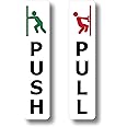 Self-Adhesive Push Pull Signs - High Strength Adhesive Aluminium Door Labels - 180mm x 40mm - Ideal for Offices, Shops, and Business Facilities - Easy Install, Bold & Clear Design