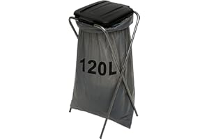 gardivo Müllsackständer 120 l, Müllsackhalter, Ständer für Müllsäcke, Abfalltrenner Müllbeutelhalter rostfrei innen außen, Klappe mit Beutelhalter, recycelter Kunststoff (Schwarz)