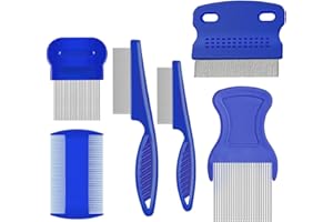 Zeayebsr 6er-Pack Floh-Dekontaminationskämme Haustier Hund Katze Pflegewerkzeuge Edelstahl Sicherheit Metall Zähne Entfernung Kamm reinigt Läuse entwirrt für Katzen und Hunde