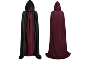 BIHIYII Halloween Vampire Cape, Adult Unisex Reversible Cloak, Black and Red Reversible Cape for Halloween Masquerade Cosplay Wizard Devil Grim Reaper Costume, L