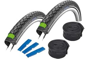 Schwalbe Marathon GreenGuard 28" (32-622) Lot de 2 pneus de vélo (avec 2 chambres à air Schwalbe DV 17)