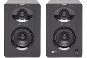 Samson SAM30 3-Inch Powered Studio Monitors Pair Featuring Polypropylene Woofer and 3/4-inch Silk-Dome Tweeter in MDF with Textured Vinyl Covering (Black)