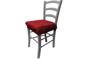 RUSSO TESSUTI Russo PoliestereTessuti 6 Cuscini Sedie Cucina Coprisedia Imbottiti Tinta Unita Vari Colori Elastico-Bordeaux