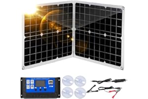 ZEID Solar Panel 200W Portable Camper Solar Panel Complete Kit with 100A Controller Monocrystalline Photovoltaic Module for RV, Van, Camper, Boat, and Outdoor Lights