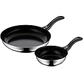 WMF Devil Natural &ndash; Set of 2 Non-Stick Frying Pans 18-28 cm, Stainless Steel Frying Pan and Ceramic Mineral Non-Stick Coating