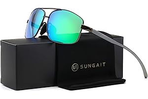 Sungait Okulary przeciwsłoneczne, ultralekkie, prostokątne, polaryzacyjne, ochrona UV 400, męskie