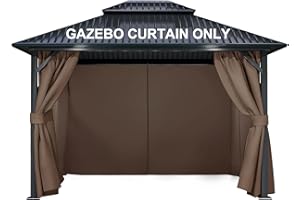 COWVIE Gazebo Curtain Replacement Universal 4-Panel Sidewalls 3m x 3m (Only Curtain)
