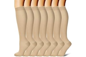 GCBIGER Calcetines de compresión para hombres y mujeres, 7 pares de circulación, 15-20 mmHg, el mejor apoyo para atletismo, enfermera, médico, correr