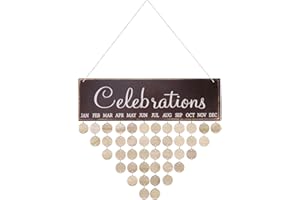 VORCOOL Calendrier Conseil en bois Célébrations familiales et rappel d'anniversaire Jours importants Notes d'amour Cadeau créatif Artisanat en bois bricolage pour la décoration intérieure