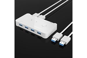 YEEMIE KVM USB Switch 2 PC avec 4 USB Ports, Commutateur KVM Switch USB 3.0 pour Clavier Souris Scanner avec 2 Câbles USB 3.0