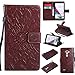 Produktbild LG G4 Hülle,LG G4 Leder Sonnenblumen Hülle,LG G4 Lanyard Wallet Schutzhülle,BONROY® Retro geprägte Sonnenblumen Muster PU Leder Flip Hülle Wallet Case Tasche Cover Handytasche Schutzhülle Lederhülle Handyhülle in Book Style Stand Case mit Kredit Kartenschlitz für LG G4-braun