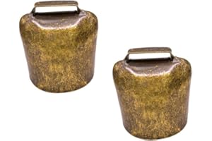 HEALLILY 2 Stücke Kuhglocke Ziegenglocke Hängende Glocke kleine Antike Eisen Glocke in antikgold Klangvolle Kuhglocke Glockenschelle Größe L