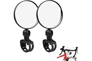 EDKSEGJCSOUS 1 Pair Bike Mirrors, Bar End Bike Mirrors 360 Degree Adjustable HD Glass Convex Lens, Bike Mirror for Handlebars Bicycle Cycling Wide Angle Rear View Mirrors Vehicle Mirror for Mountain Road Bike