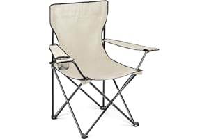AMD Nexus Camping Chair Lightweight Folding Cup Holder Carry Bag 100kg Capacity (White, Pack of 1)