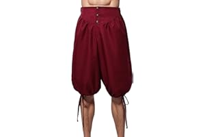 BPURB Pantalones Pirata Vikingos Medievales para Hombre Retro coloniales renacentistas Pantalones Cosplay Cortos con Cordones
