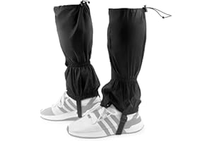 QWORK Outdoor Gamaschen Einstellbare Wasserdicht Atmungsaktive Beinschutz Gaiter Schneestiefel Legging Gaiter für Outdoor Wandern Skifahren Klettern (Schwarz)
