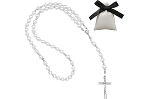 Giugio Rosario de piedras naturales, rosario, rosario católico, rosario para comunión con cruz retro, rosario para bautizo, comunión, boda, comunión, fiesta, favores