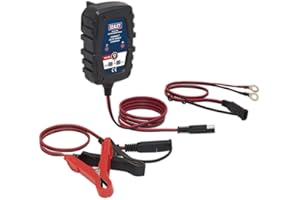 Sealey Compact Smart Trickle Charger & Maintainer 1A 6/12V - AUTOCHARGE100HF, Black