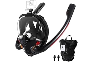 LPQKCCY Masque de plongée intégral pour Adulte, Masque de plongée à Double Tube avec système respiratoire Anti-Buée, Masque de plongée avec Vue à 180° avec Support de caméra Amovible, Respiration Facile